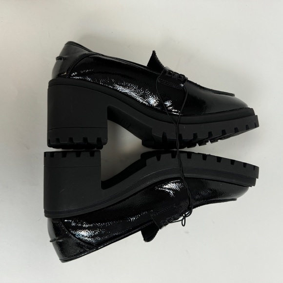 New Seychelles Black Patent Heeled Penny Loafers Chunky Heel 90s Size 9 - Picture 6 of 9